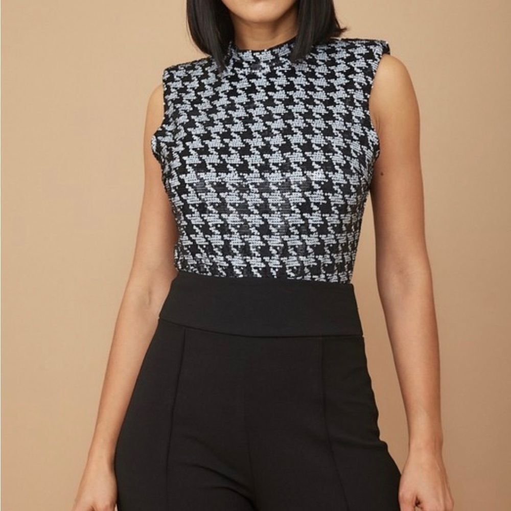 Sequence houndstooth bodysuit